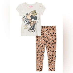 Minnie Mouse & Figaro T-Shirt and Animal Print Leggings Set
